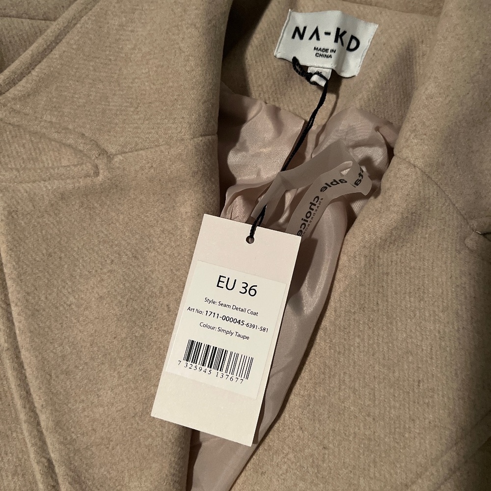 NA-KD Beige Coat (EU 36)